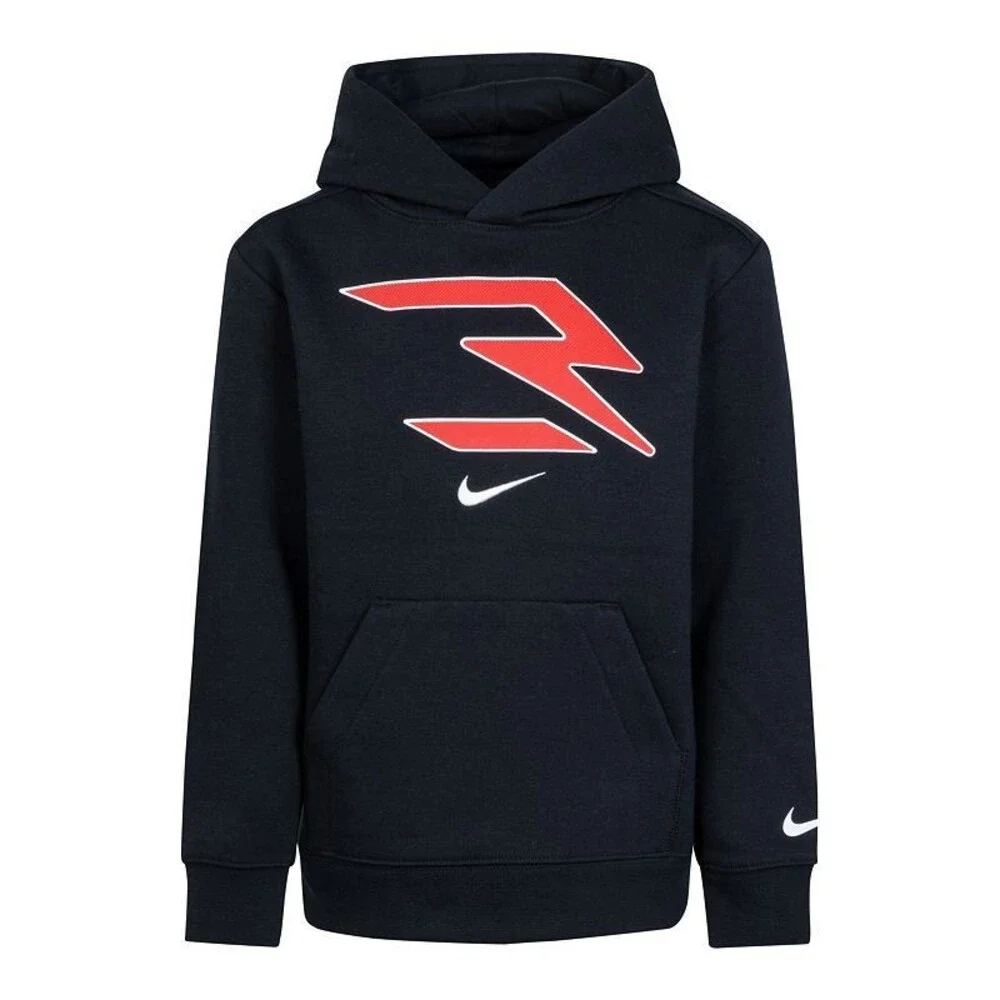 Nike 3BRAND Icons Fleece Hoodie Kids Medium Black Red Logo Long Sleeve GBO131